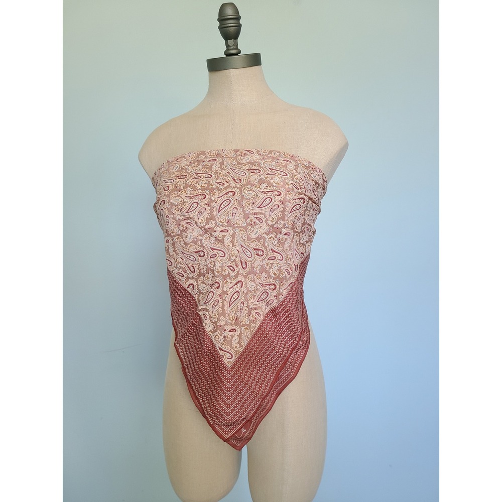 VTG Diane Von Furstenberg Silk Scarf Pink Paisley Square Western 70's Festival - Picture 2 of 4